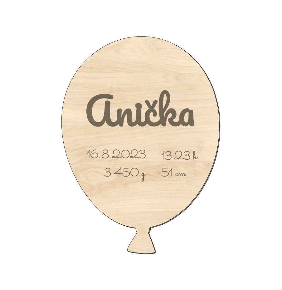 Balonek se jménem a porodními údaji