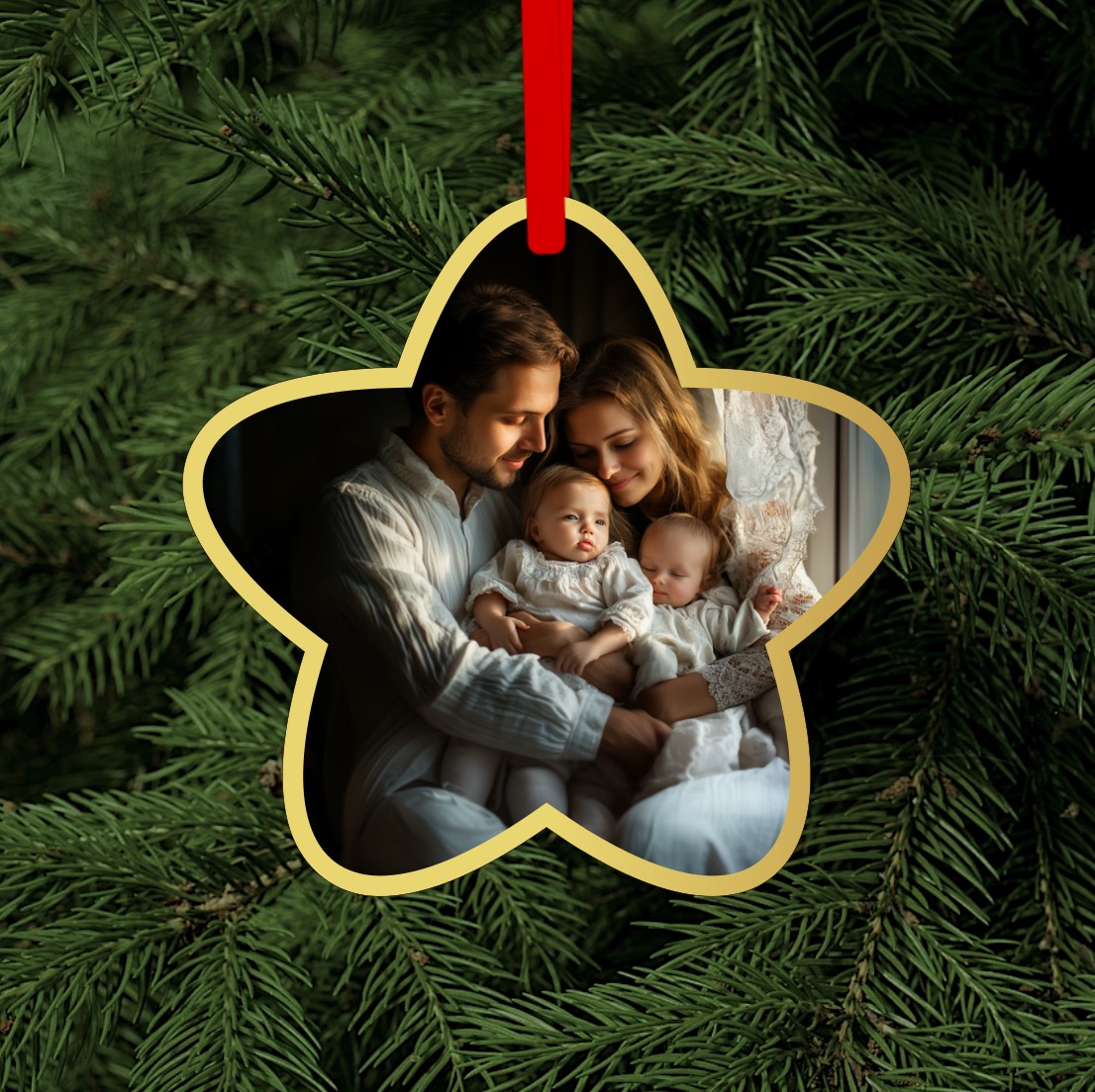 Vánoční ozdoba s fotkou v rámečku