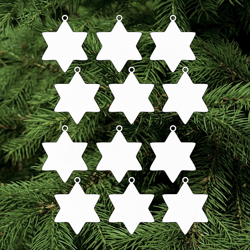 Dřevěné ozdoby s papírovou vrstvou k dokreslení (12 ks)