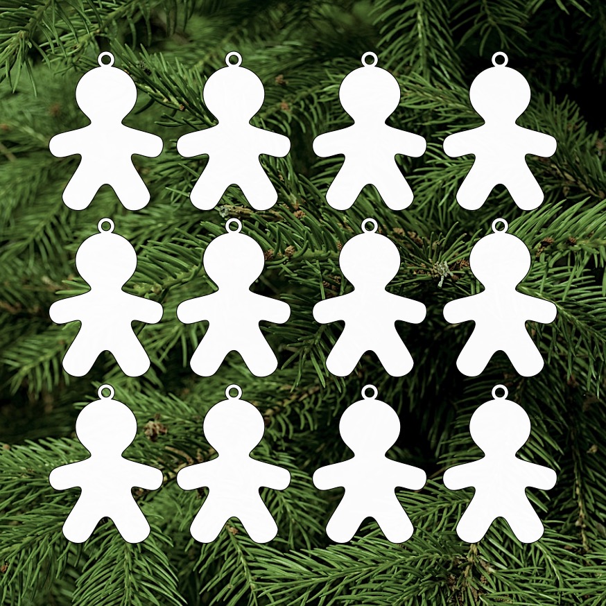 Dřevěné ozdoby s papírovou vrstvou k dokreslení (12 ks)