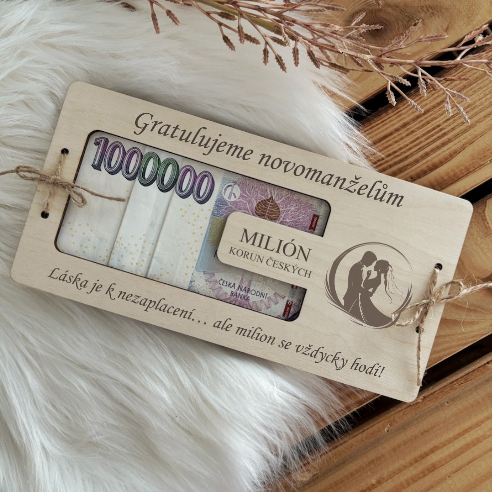 Dřevěné svatební přání - Milion korun