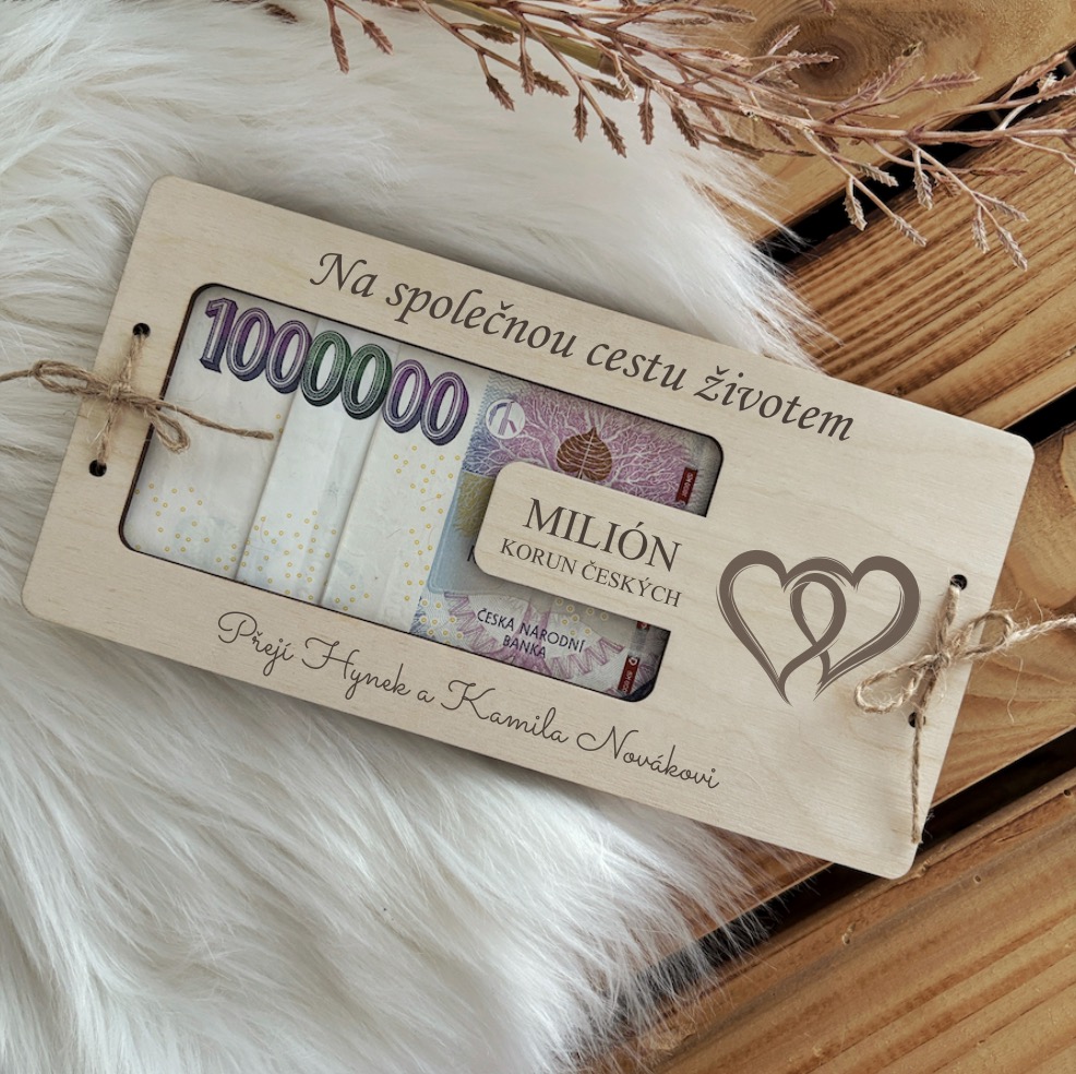 Dřevěné svatební přání - Milion korun