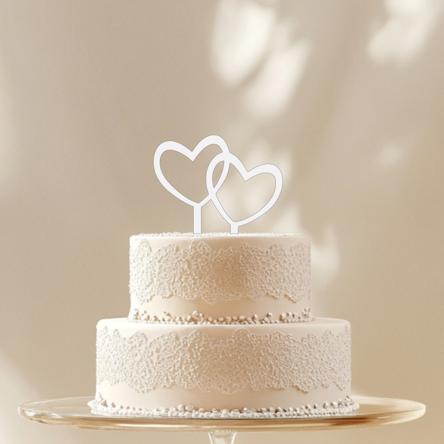Svatební zápich do dortu - Dvě srdce