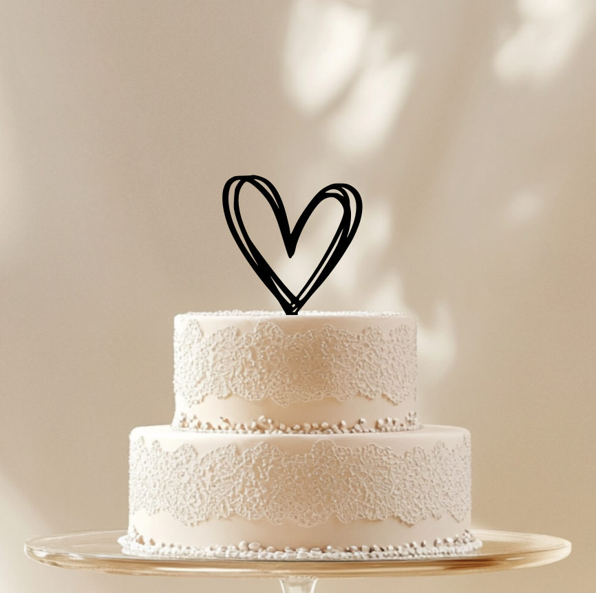 Svatební zápich do dortu - Srdce