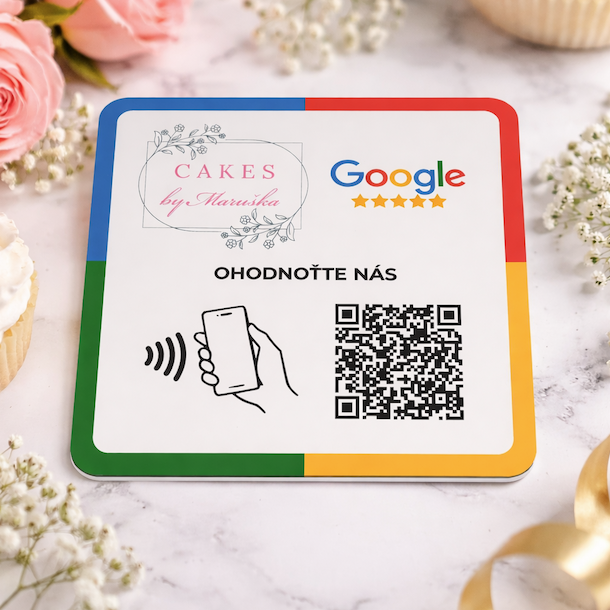 NFC / QR destička pro Google recenze s vlastním logem