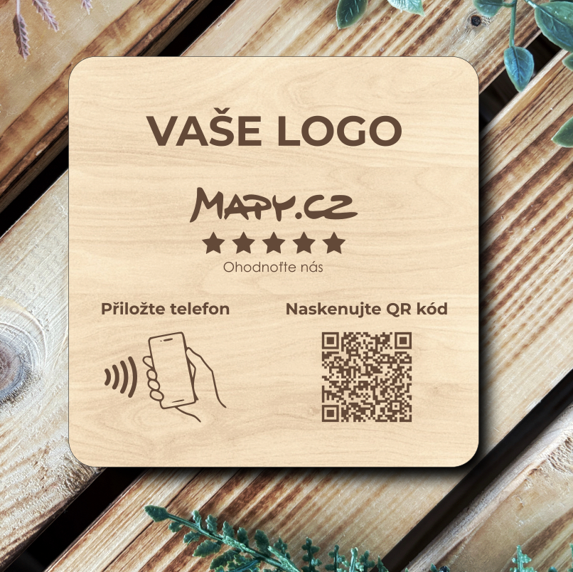 NFC / QR destička pro Mapy.cz recenze s vlastním logem
