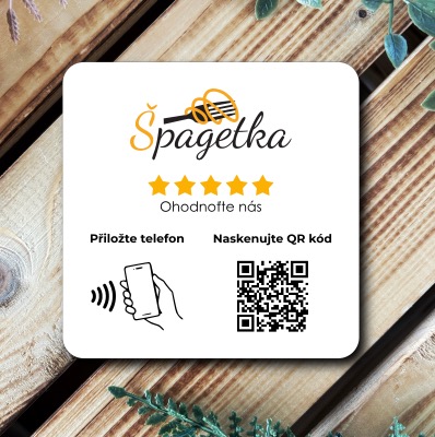 NFC / QR destička pro Google recenze s vlastním logem