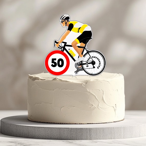 Dřevěný zápich do dortu pro cyklistu