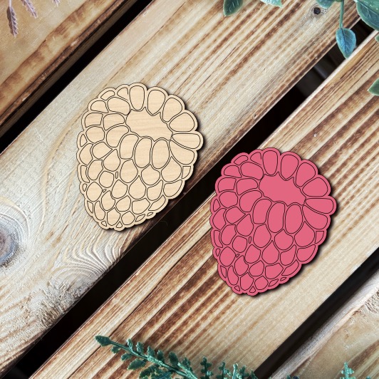 Dřevěná brož - Malina