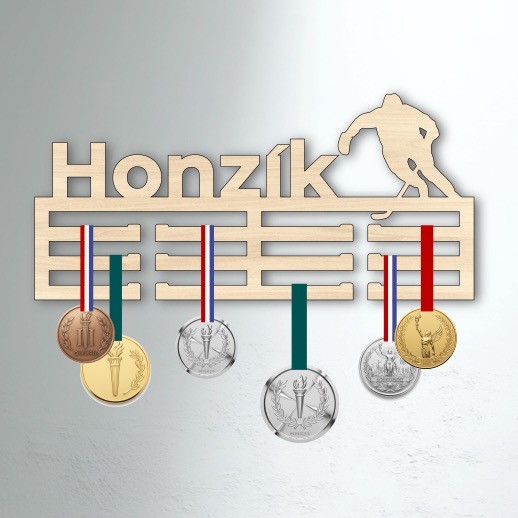 Věšák na medaile se jménem siluetou na přání