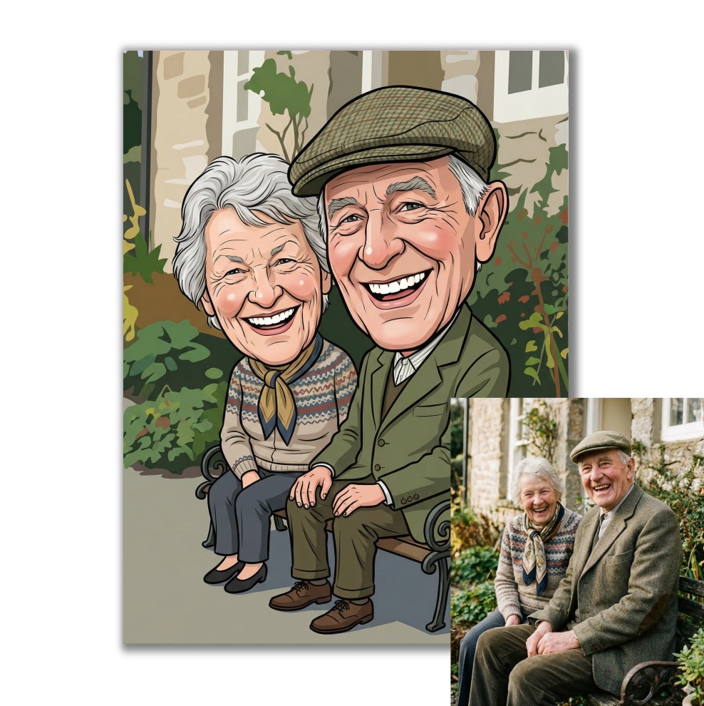 Obraz na plátně s karikaturou podle vaší fotky (velké hlavy)