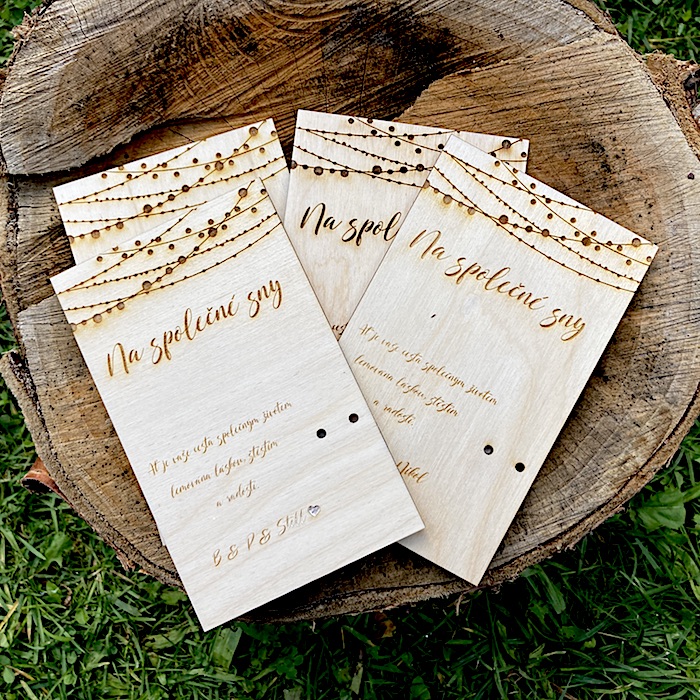Dřevěné svatební přání