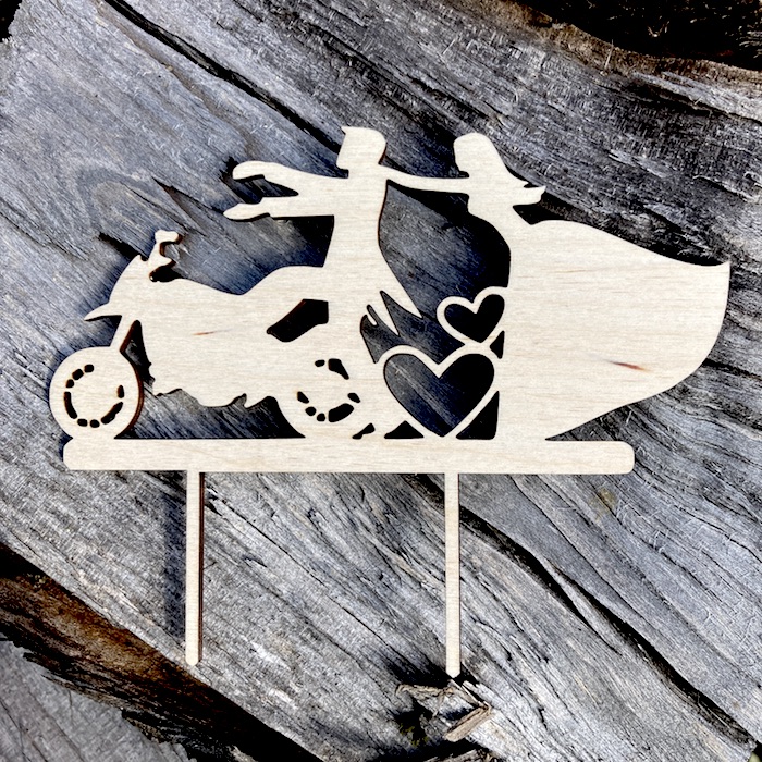 Zápich do dortu - Novomanželé s motorkou