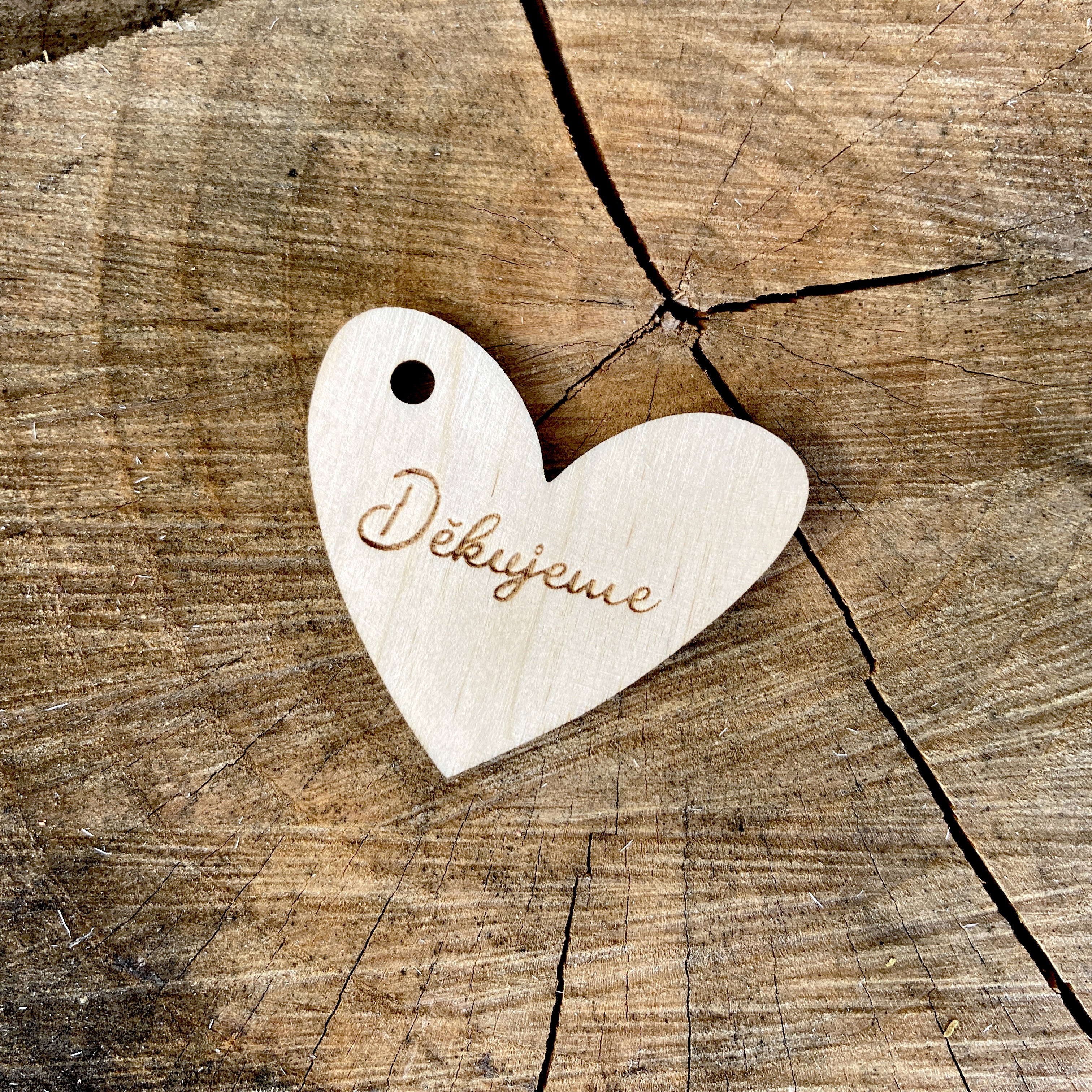 Dřevěné srdíčko - Děkujeme