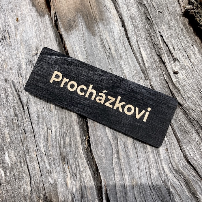 Dřevěná jmenovka na dveře - černá