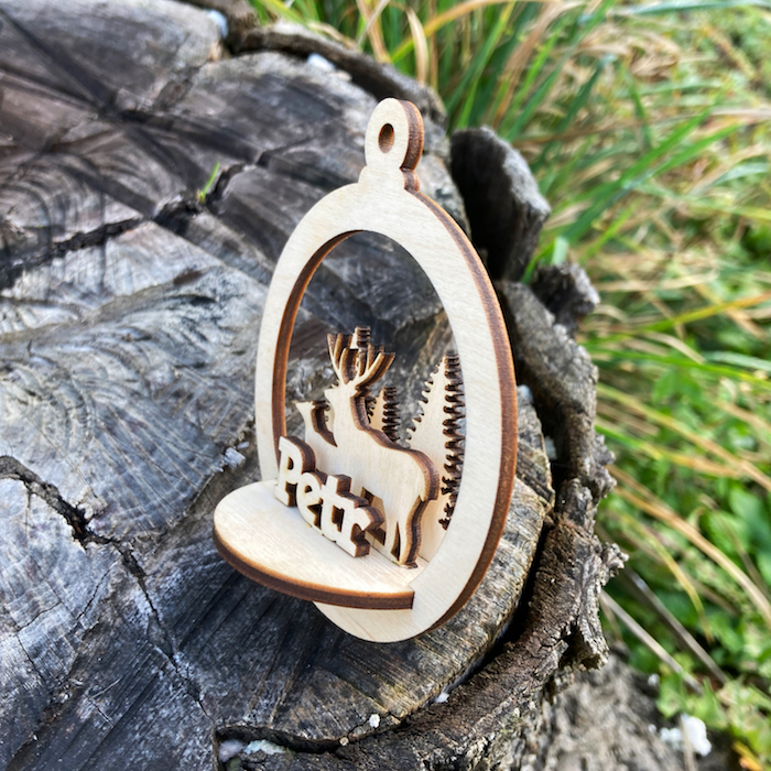 Dřevěná 3D vánoční ozdoba se jménem