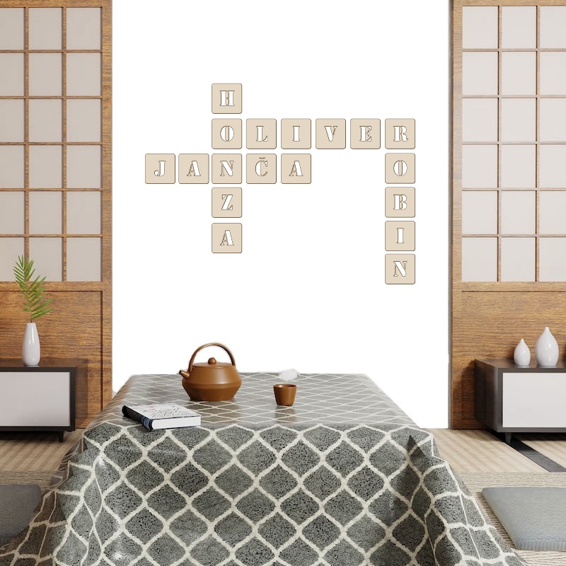 Rodinný scrabble na zeď 