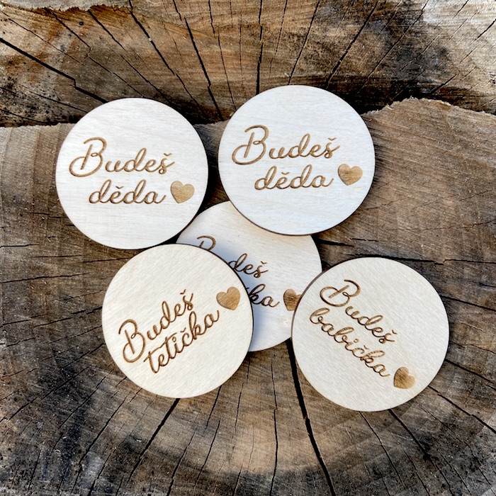 Dřevěný medailonek - Budeš děda