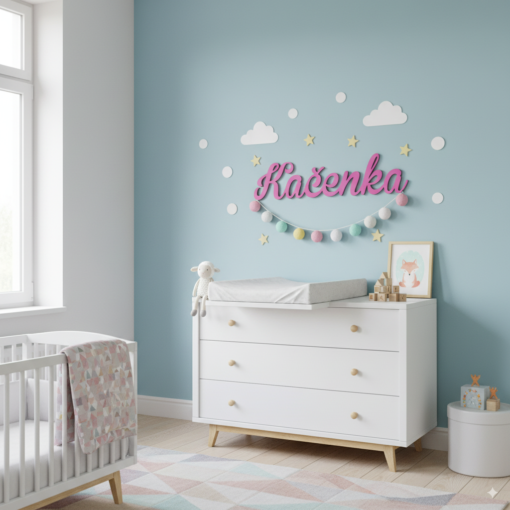 Dřevěné jméno (růžové)