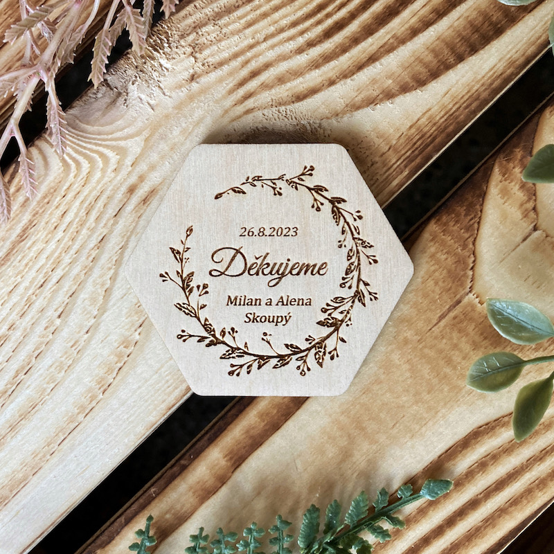 Svatební magnetky hexagon