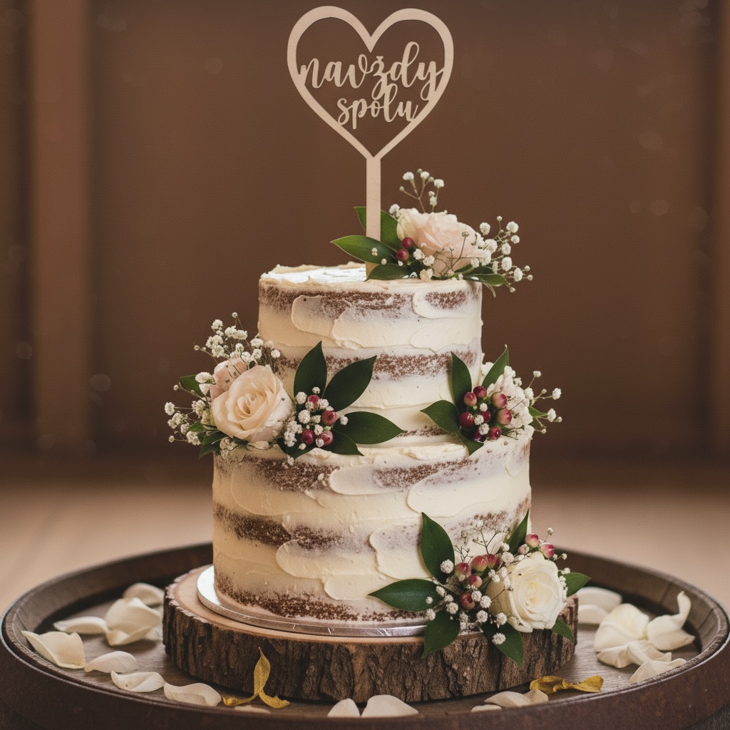 Zápich do dortu srdce - navždy spolu