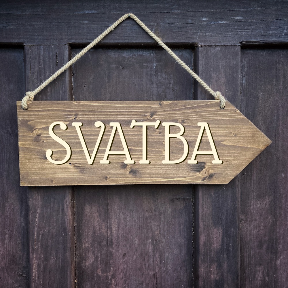 Dřevěná směrovka - SVATBA
