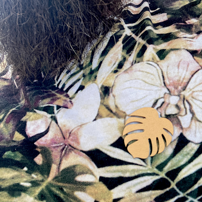 Dřevěná brož - Monstera