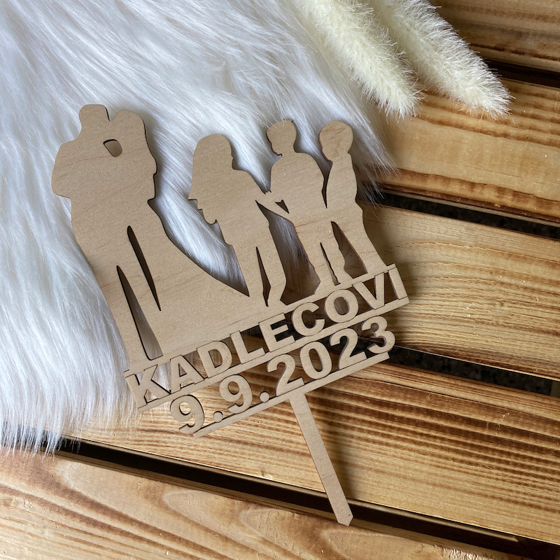 Zápich do dortu - novomanželé a příjmení + datum