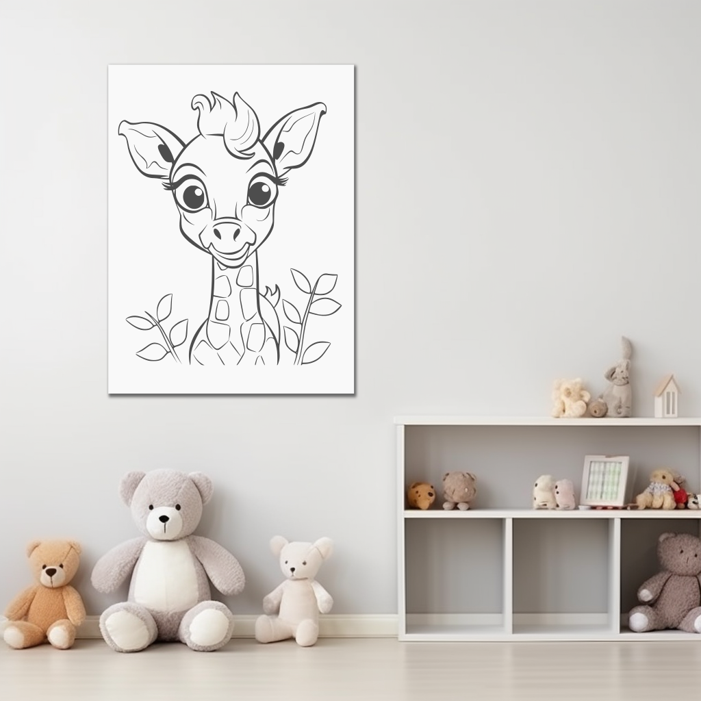 Dětský obraz na plátně k vymalování - Žirafa