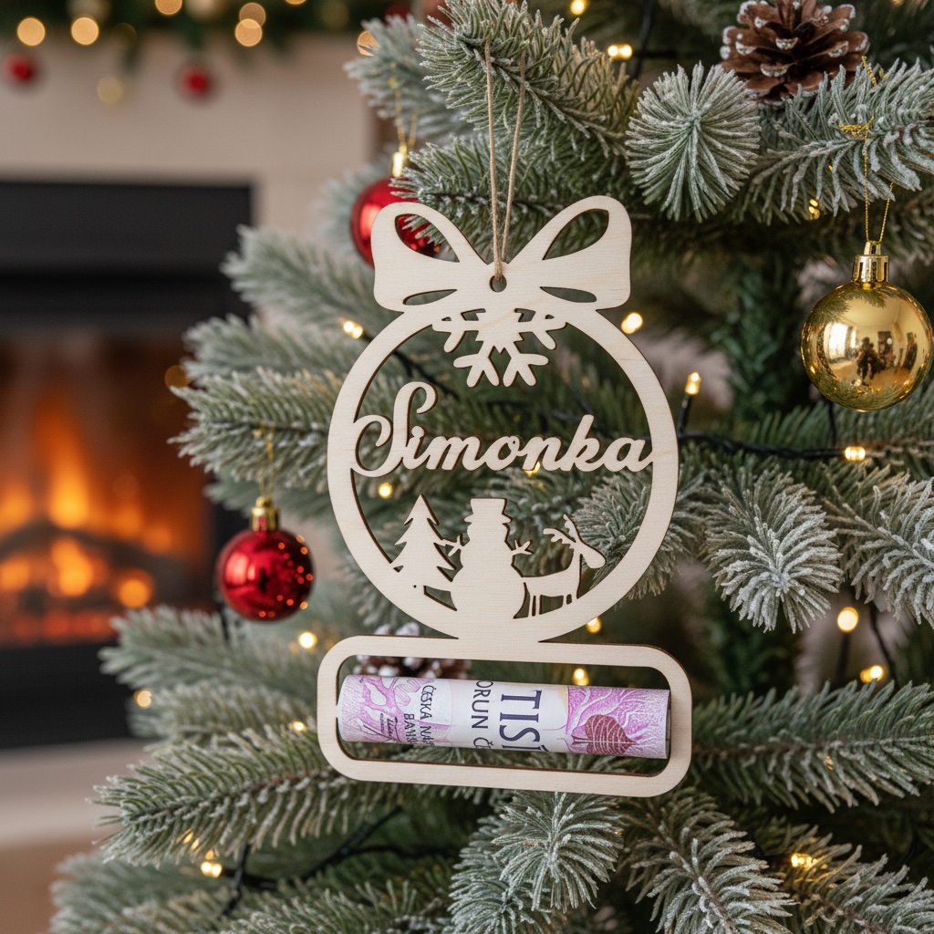 Vánoční ozdoba na peníze se jménem