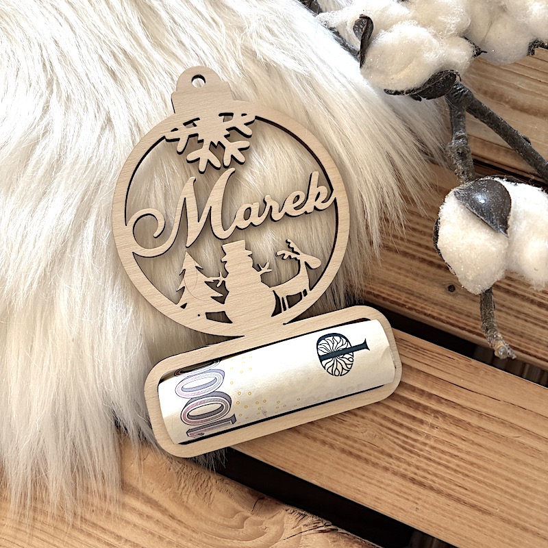 Vánoční ozdoba na peníze se jménem