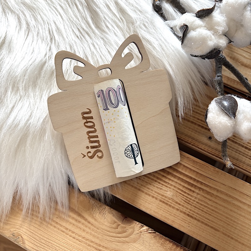 Vánoční ozdoba na peníze se jménem