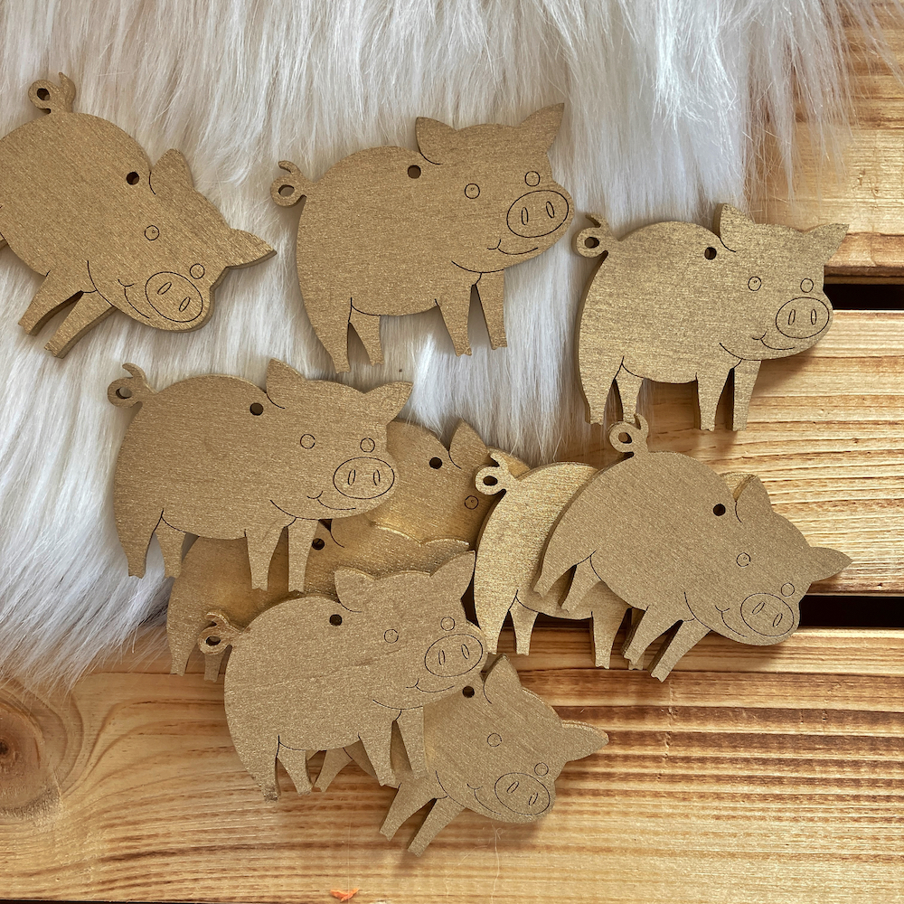 Sada 10 ks zlatých prasátek