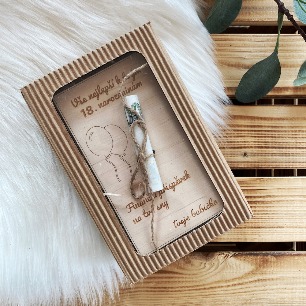 Dřevěné narozeninové přání