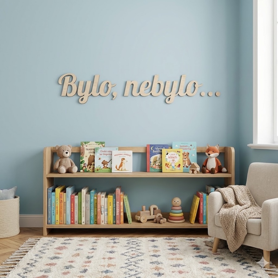 Dřevěný nápis - Bylo, nebylo ...