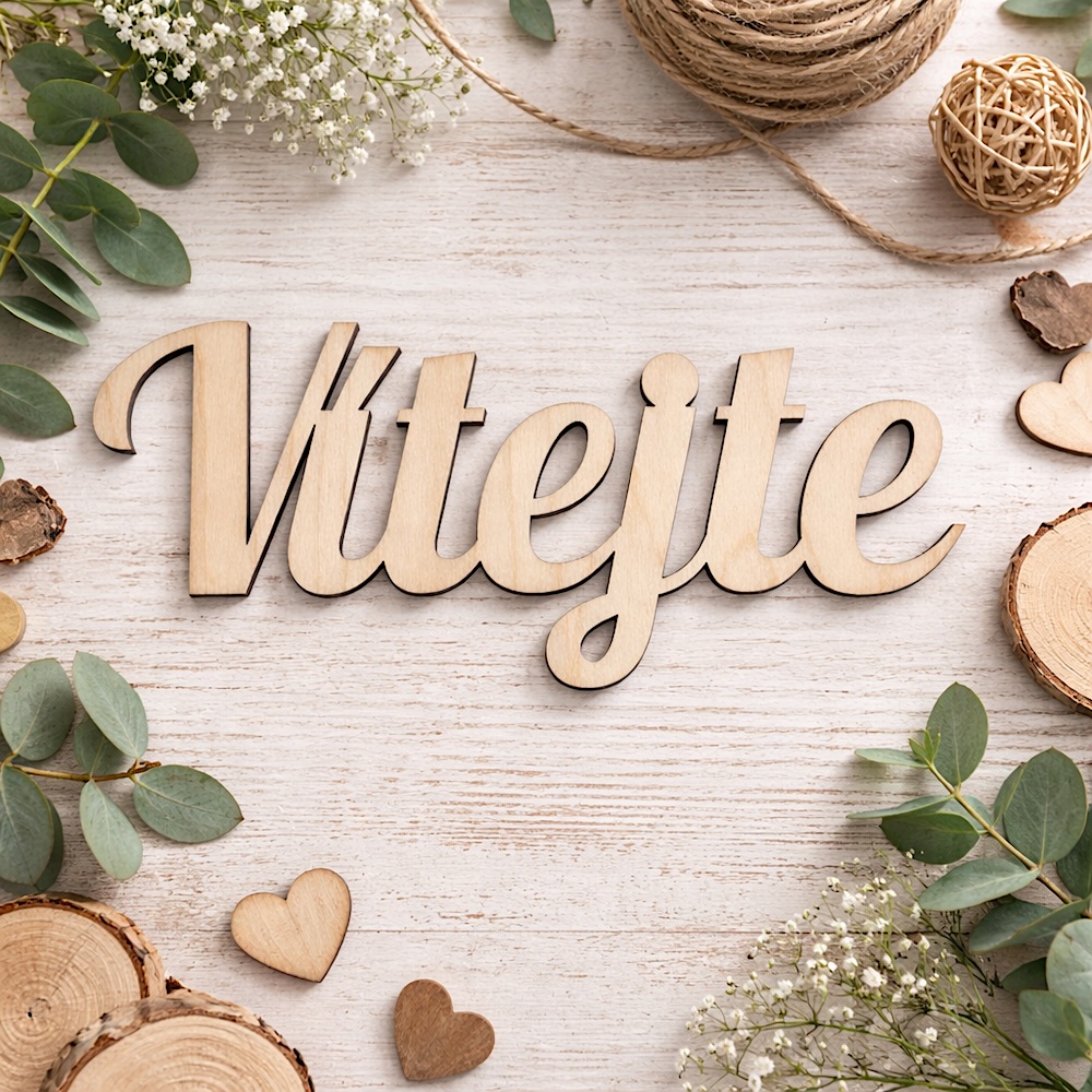 Dřevěný nápis - Vítejte