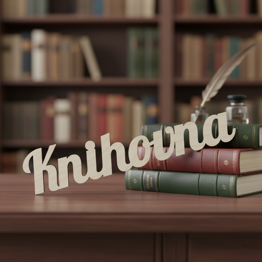 Dřevěný nápis - Knihovna