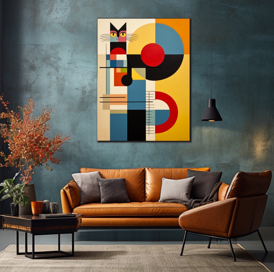 Kubistický obraz s kočkou