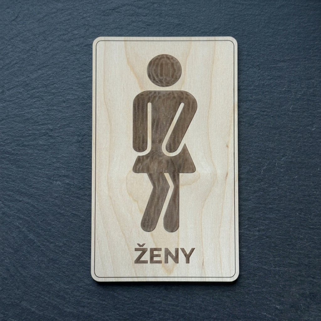 Dřevěná cedulka - WC ŽENY
