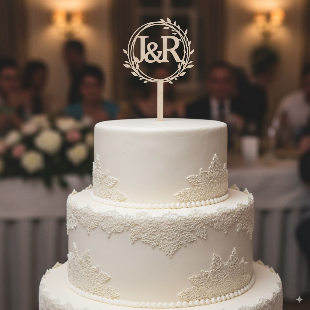 Svatební zápich do dortu s iniciály