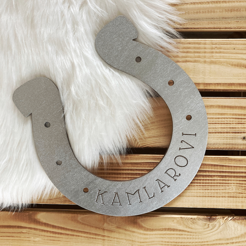 Jmenovka na dveře - stříbrná podkova