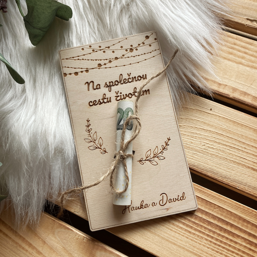 Dřevěné svatební přání
