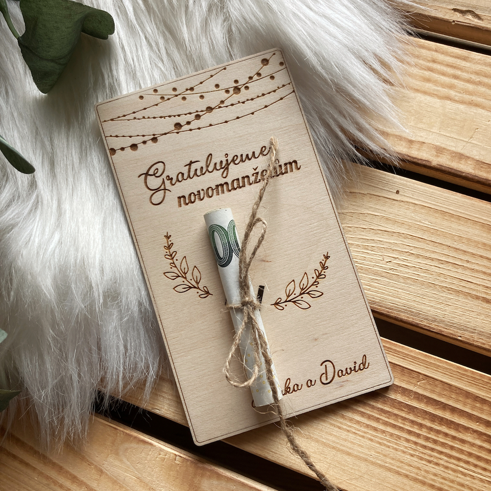 Dřevěné svatební přání