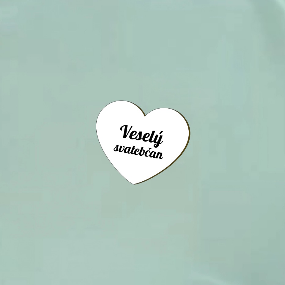 Dřevěná svatební brož - Veselý svatebčan