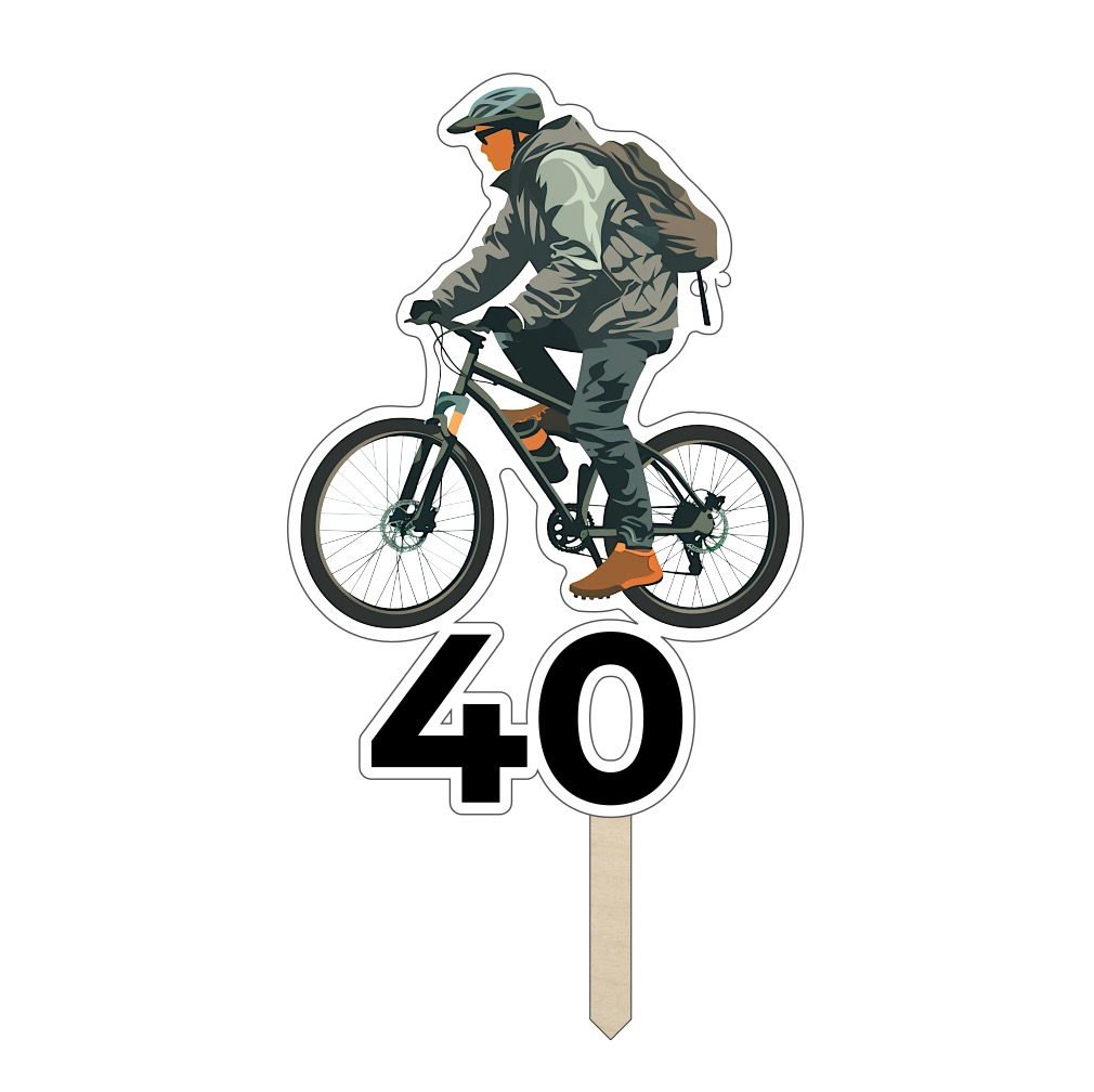 Dřevěný zápich do dortu pro cyklistu