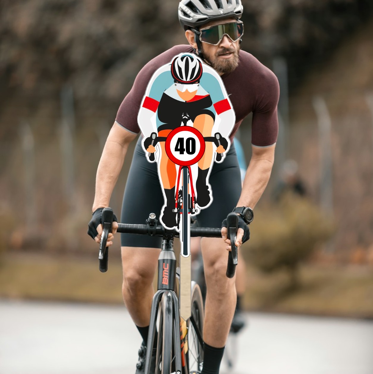 Dřevěný zápich do dortu pro cyklistu