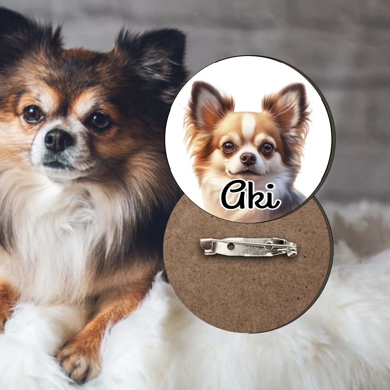 Dřevěná brož - Čivava