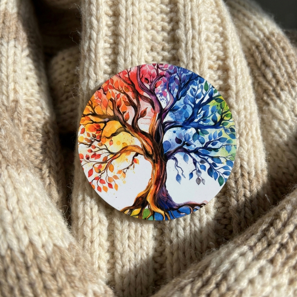 Dřevěná brož - Strom života