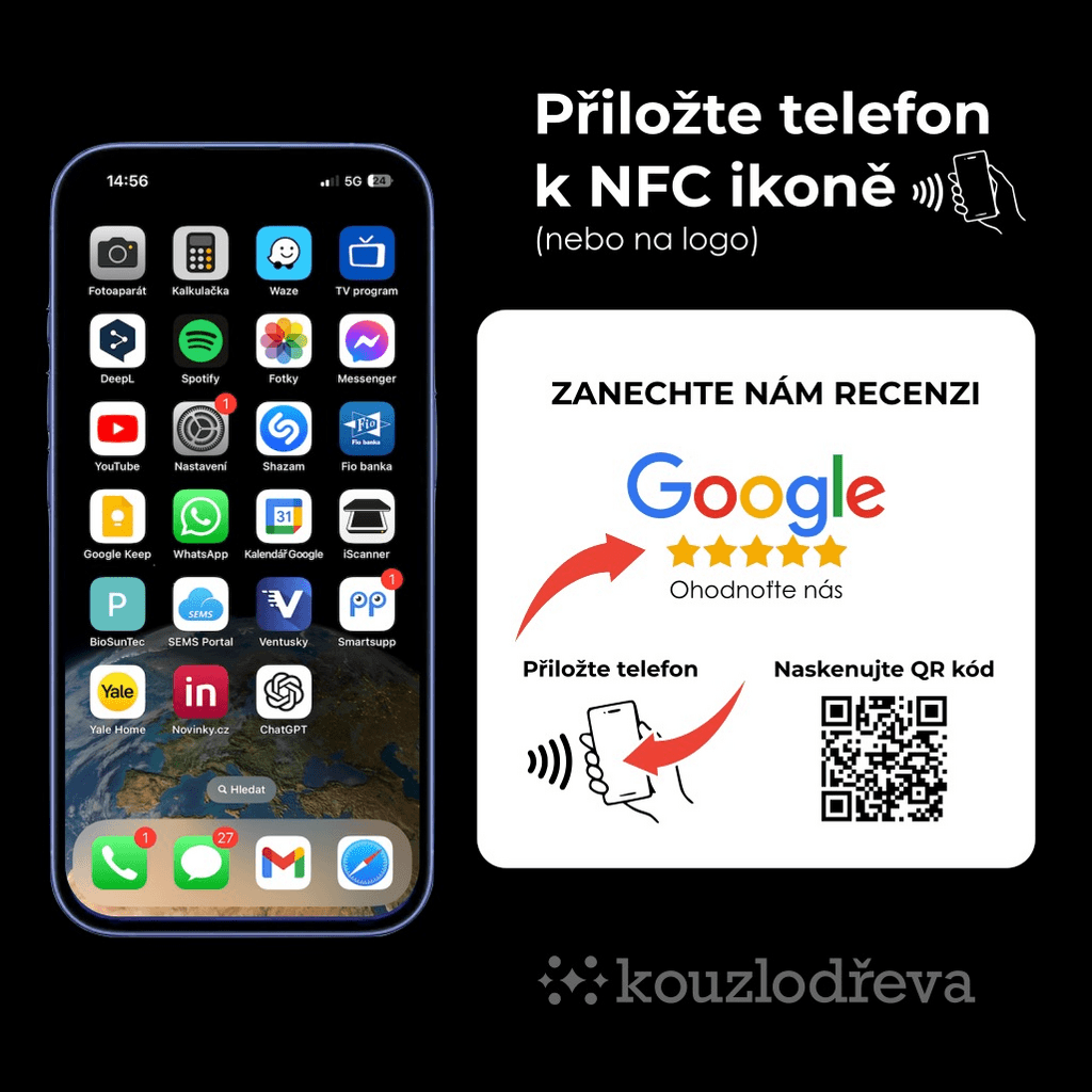 NFC / QR destička pro Google recenze s vlastním logem