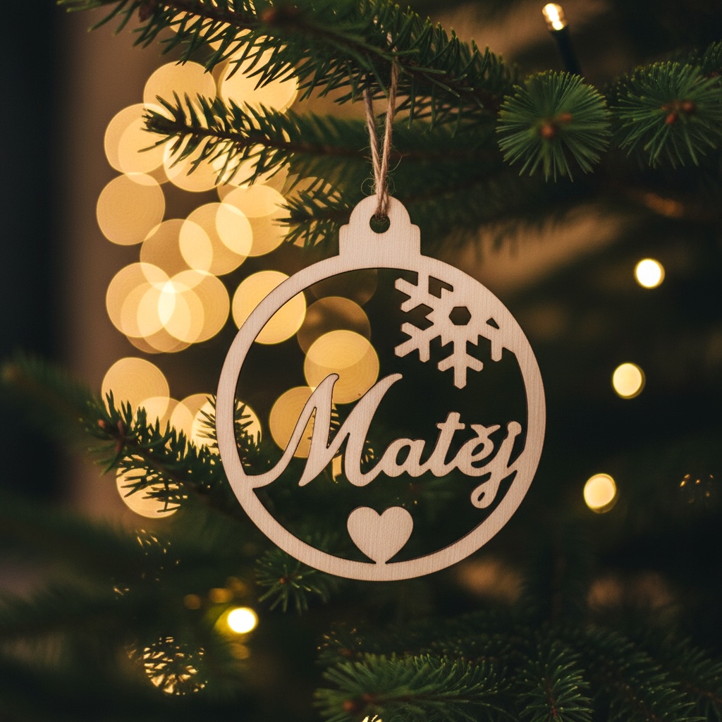 Vánoční ozdoba se jménem a srdíčkem